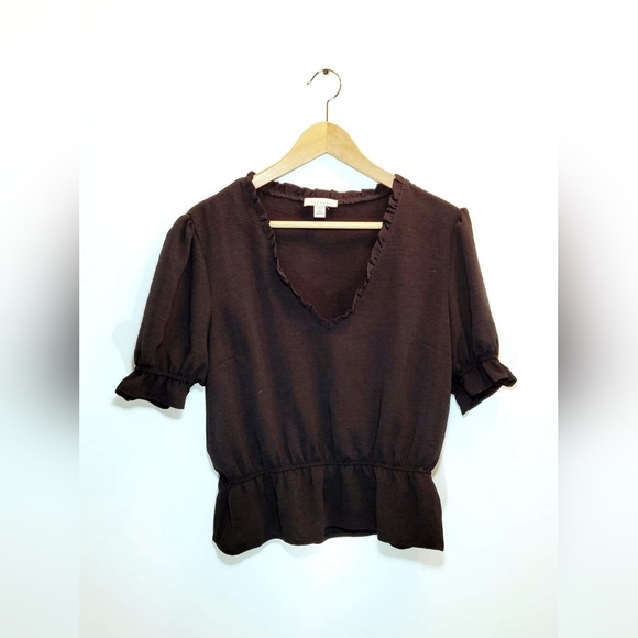 Topshop Morgan Ruffle Trim Peplum Top - Picture 3 of 3